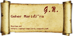 Geher Marióra névjegykártya